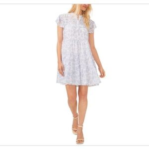 NWT CeCe White Flutter Sleeve Yoke Detail Dress lined